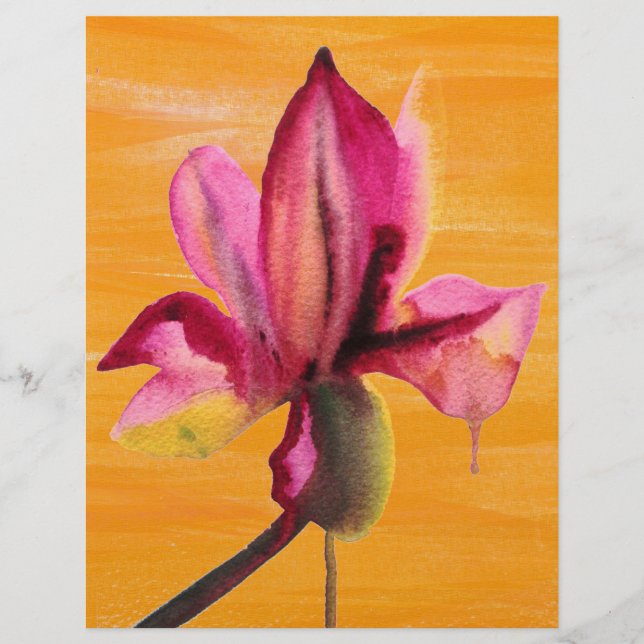Papier Orchidée violette couleur orange pop art fleur (Devant)