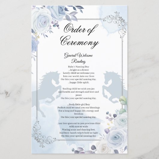 Papier Ordre de cérémonie de baptême d'argent mexicain (Devant)