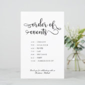 Papier "Ordre des événements" Panneau du Mariage de la ch (Debout devant)