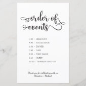 Papier "Ordre des événements" Panneau du Mariage de la ch (Devant)