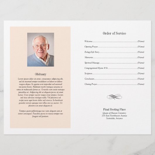 Papier Ordre des funérailles | Sunset Memorial Program (Dos)