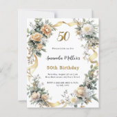 Papier Orfèvres jaune or ruban invitation anniversaire (Devant)