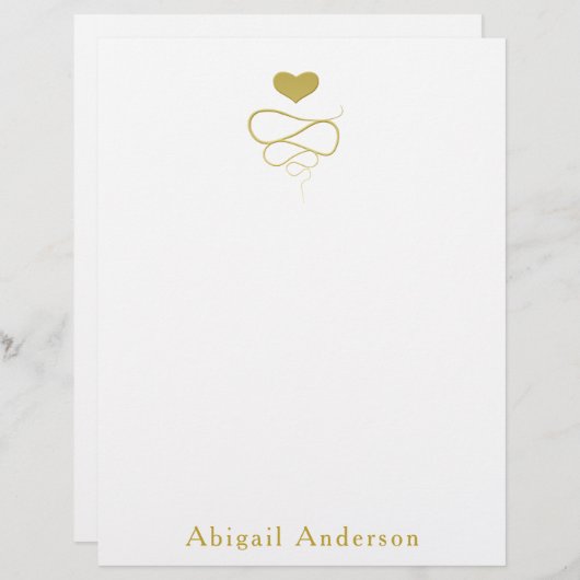 Papier Ornement de coeur de Faux Gold | Stationniste pers (Devant / Derrière)