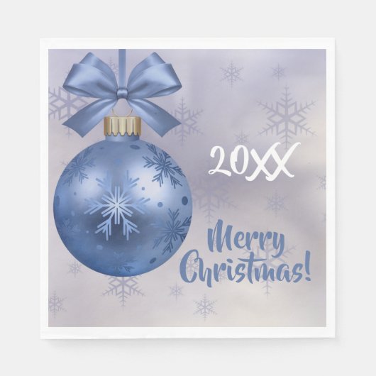 Papier Ornement en Bobble Bleu sur une serviette en Ruban (Devant)