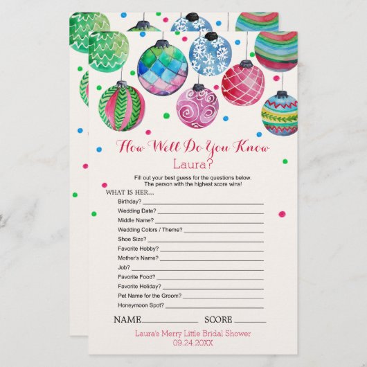 Papier Ornements À Quel Point Connaissez-Vous Le Jeu De M (Devant / Derrière)