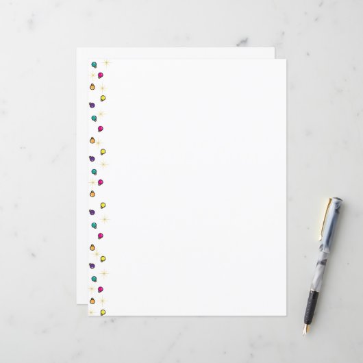 Papier Ornements de Noël Gold Star Stationnaire (Devant/Arrière en situation)