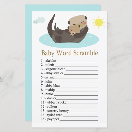 Papier Otter Baby jeu de brouillage de mot (Devant / Derrière)