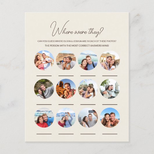 Papier Où Étaient-Ils 12 Photo Mariage Jeu Fiançailles (Devant)