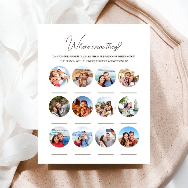 Papier Où Étaient-Ils 12 Photo Mariage Jeu Fiançailles (Créateur téléchargé)