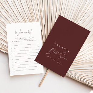 Papier Où Étaient-Ils Burgundy Fête des mariées Jeu