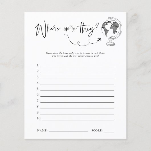 Papier Où Étaient-Ils | Jeu de Fête des mariées (Devant)