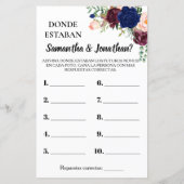 Papier Où étaient-ils nuptiale douche anglais jeu espagno (Dos)