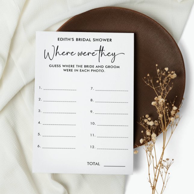 Papier Où Étaient-Ils Une Simple FÊTE DES MARIÉES manuscr ("Where Were They" is an engaging bridal shower game that takes guests on a journey through the love )