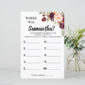 Papier Où était Elle Marsala Flowers Fête des mariées Jeu (Debout devant)