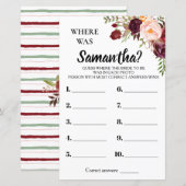 Papier Où était Elle Marsala Flowers Fête des mariées Jeu (Devant / Derrière)