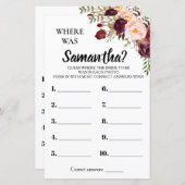 Papier Où était Elle nuptiale douche anglais jeu espagnol (Devant / Derrière)