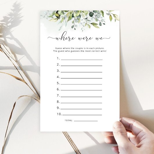 Papier Où étions-nous le jeu de douche nuptiale