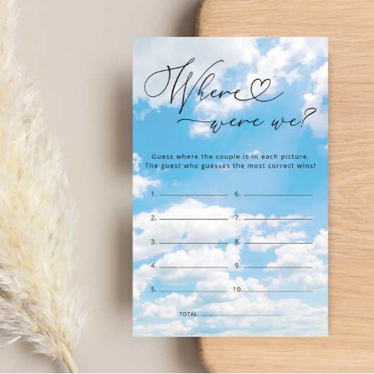 Papier Où Étions-Nous Nuage 9 Fête des mariées Jeu