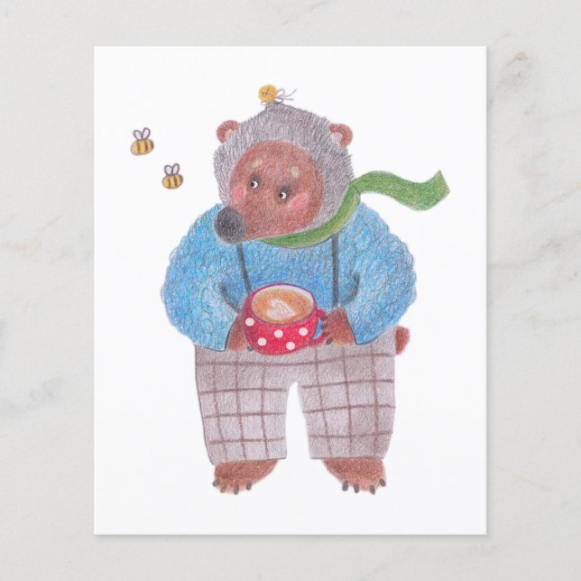 Papier Ours, abeilles et cappuccino (Devant)