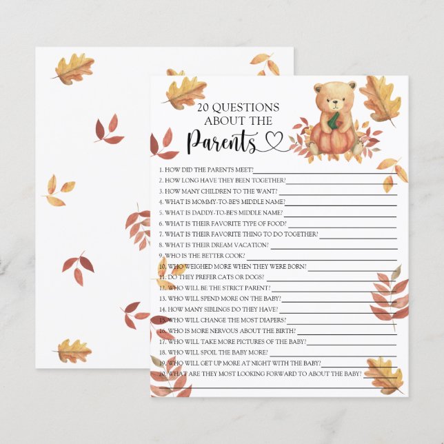 Papier Ours avec citrouille - jeux sur les parents (Devant / Derrière)