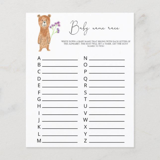 Papier Ours - Baby nom jeu de course (Devant)
