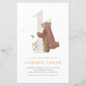 Papier Ours d'aquarelle Woodland Invitation d'anniversair (Devant)