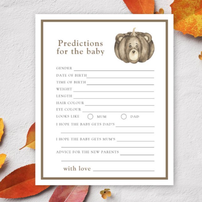 Papier Ours de citrouille d'automne - prédictions et cons (Créateur téléchargé)