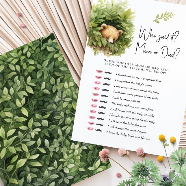 Papier Ours De Jeu De baby shower Qui L'A Dit ? Maman ou  (Créateur téléchargé)