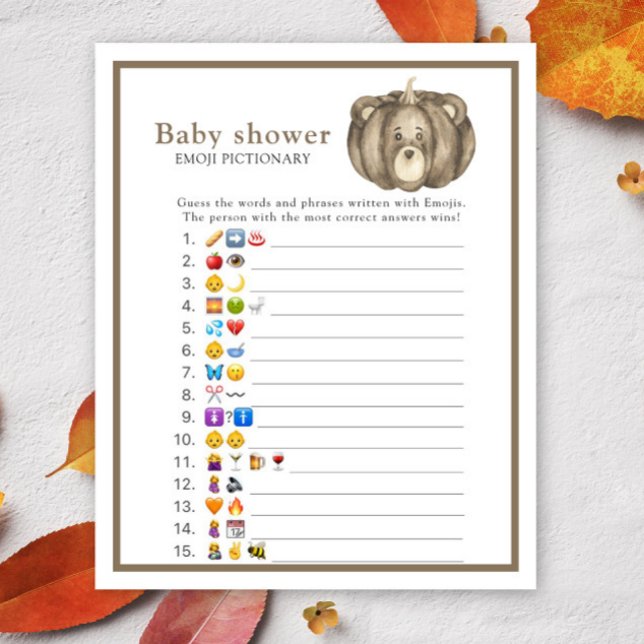 Papier Ours en citrouille d'automne - jeu de devinette d' (Créateur téléchargé)