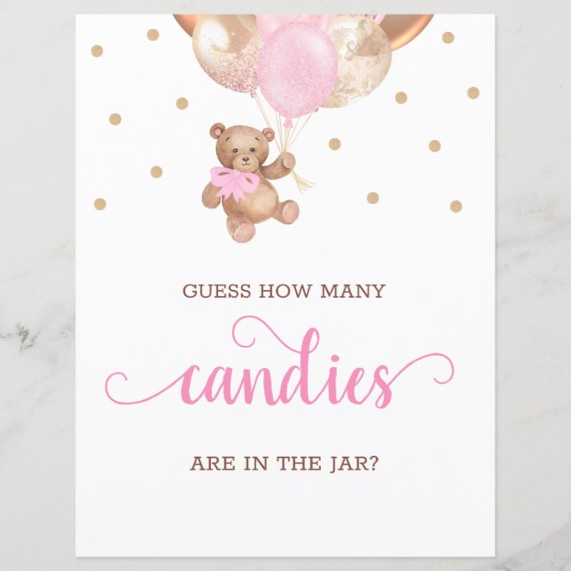 Papier Ours en peluche Devinez combien de bonbons Signe B (Devant)