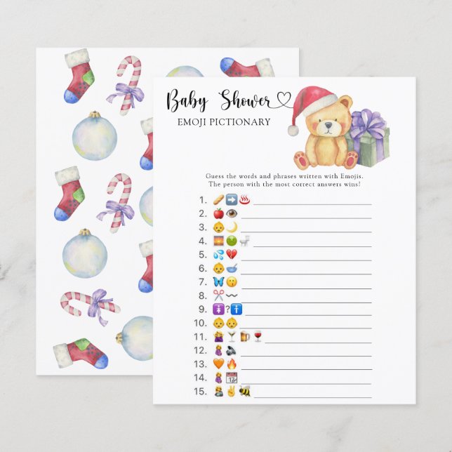 Papier Ours en peluche d'hiver - jeu d'émoticônes (Devant / Derrière)