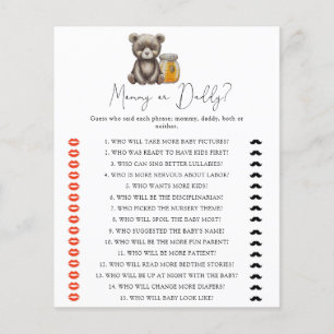 Papier Ours et miel - maman ou papa jeu de baby shower