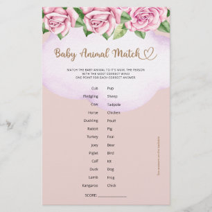 Papier Ours fille baby shower Bébé Animal Match