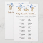 Papier Ours garçon baby shower bébé autour du monde (Devant / Derrière)