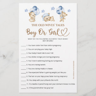 Papier Ours garçon baby shower Guess Garçon Ou Fille cont