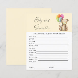 Papier Ours - Jeu de baby shower de course de mot