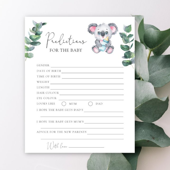 Papier Ours koala - prédictions et souhaits pour bébé (Créateur téléchargé)