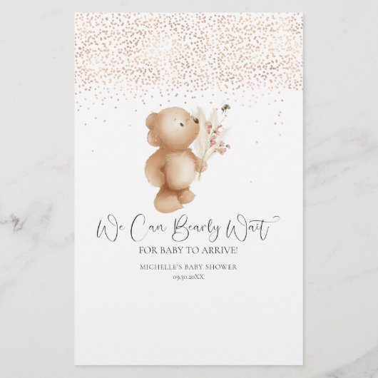 Papier Ours & L'Abeille Voudrait-Elle Plutôt Baby shower  (Dos)