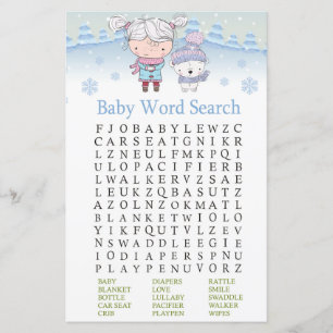 Papier ours polaire Baby shower Mot de recherche Jeu