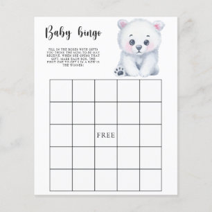 Papier Ours polaire d'hiver - Baby shower jeu de bingo