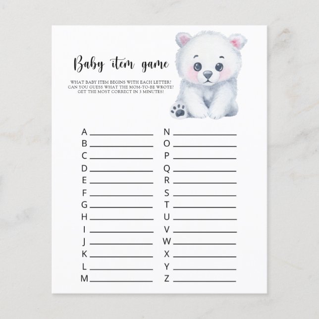 Papier Ours polaire - Jeu d'article pour bébé. Jeu baby s (Devant)