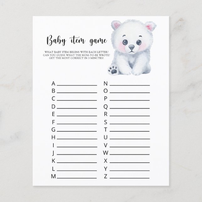 Papier Ours polaire - Jeu d'article pour bébé. Jeu de Bab (Devant)