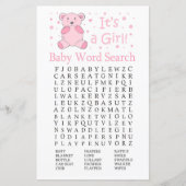 Papier Ours rose Baby shower Word Search Jeu (Devant)