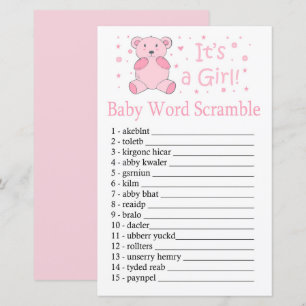Papier Ours rose Bébé jeu de baguette mot