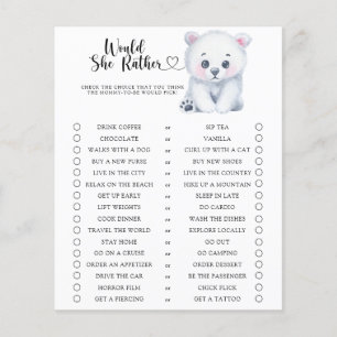 Papier Ours / Voudrait-Elle Plutôt Baby shower Jeu