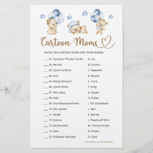 Papier Ourson garcon baby shower Moms de dessin animé