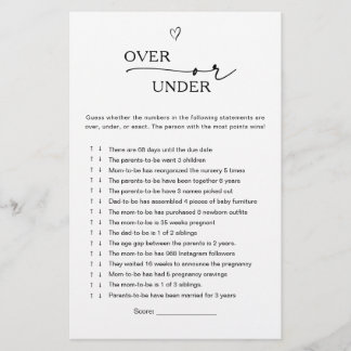 Papier Over or Under Baby Game