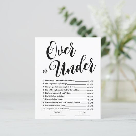 Papier Over or Under Simple Fête des mariées Game (Debout devant)