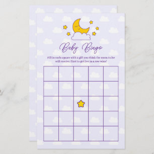 Papier Over the Moon and Stars Baby shower Bingo Jeu