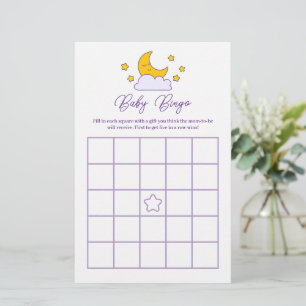 Papier Over the Moon and Stars Baby shower Bingo Jeu